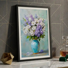 Pastel Floral Bouquet in Vase - Premium Glass Framed Wall Art