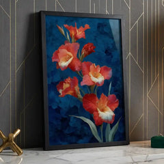 Vibrant Gladiolus Flower - Premium Glass Framed Wall Art