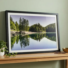 Alpine Reflection - Serene Forest Lake Scenery (Premium Glass Frame)