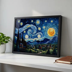 Midnight Symphony - Van Gogh Inspired Starry Night (Premium Glass Frame)