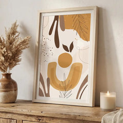 Warm Earthy Boho Botanical - Premium Glass Framed Wall Art