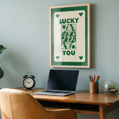 Lucky You - Retro Playing Card Art (Premium Glass Frame)