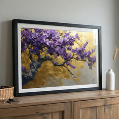 Royal Purple Blossom Tree - Premium Glass Framed Wall Art