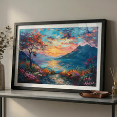 Radiant Sunset - Colorful Nature Scenery (Premium Glass Frame)