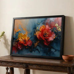 Vibrant Fluid Floral Abstract - Premium Glass Framed Wall Art