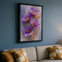Amethyst Purple Floral & Crystal - Premium Glass Framed Wall Art