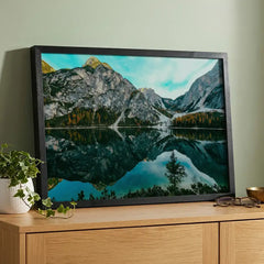 Mirror of the Mountains - Serene Lake Scenery (Premium Glass Frame)