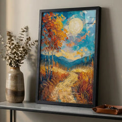 Moonlit Autumn - Dreamy Landscape Art (Premium Glass Frame)