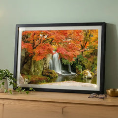 Autumn Cascades - Vibrant Waterfall Scenery (Premium Glass Frame)