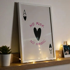 No Risk No Magic - Minimalist Ace Card Quote (Premium Glass Frame)