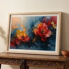 Vibrant Fluid Floral Abstract - Premium Glass Framed Wall Art