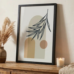 Minimalist Boho Botanical Arch - Premium Glass Framed Wall Art