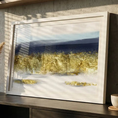 Midnight Gold - Blue & Gold Landscape Art (Premium Glass Frame)