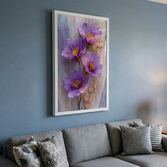 Amethyst Purple Floral & Crystal - Premium Glass Framed Wall Art