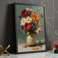 Vibrant Floral Bouquet - Premium Glass Framed Wall Art