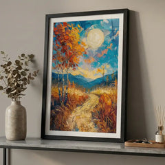 Moonlit Autumn - Dreamy Landscape Art (Premium Glass Frame)
