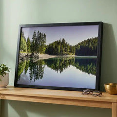 Alpine Reflection - Serene Forest Lake Scenery (Premium Glass Frame)