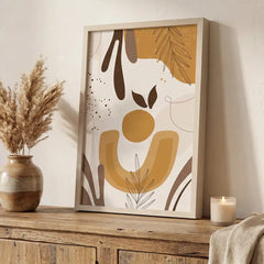 Warm Earthy Boho Botanical - Premium Glass Framed Wall Art