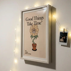 Good Things Take Time - Retro Flower Art (Premium Glass Frame)