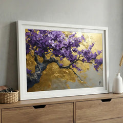 Royal Purple Blossom Tree - Premium Glass Framed Wall Art