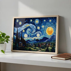 Midnight Symphony - Van Gogh Inspired Starry Night (Premium Glass Frame)