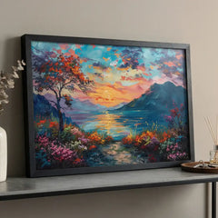 Radiant Sunset - Colorful Nature Scenery (Premium Glass Frame)
