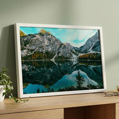 Mirror of the Mountains - Serene Lake Scenery (Premium Glass Frame)