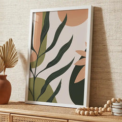 Earthy Boho Botanical Greenery - Premium Glass Framed Wall Art