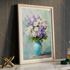 Pastel Floral Bouquet in Vase - Premium Glass Framed Wall Art