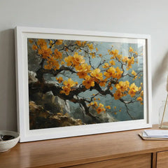 Yellow Blossom Branch Art (Premium Glass Frame)