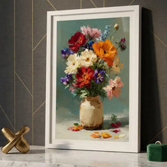 Vibrant Floral Bouquet - Premium Glass Framed Wall Art