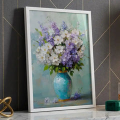 Pastel Floral Bouquet in Vase - Premium Glass Framed Wall Art
