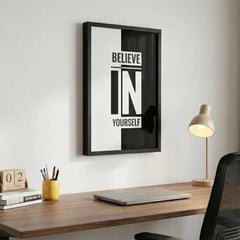 Believe In Yourself - Minimalist Typography Art (Premium Glass Frame)