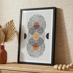 Modern Boho Celestial Line Art - Premium Glass Framed Wall Art