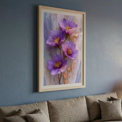 Amethyst Purple Floral & Crystal - Premium Glass Framed Wall Art