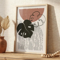 Modern Boho Monstera Leaf - Premium Glass Framed Wall Art