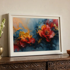 Vibrant Fluid Floral Abstract - Premium Glass Framed Wall Art