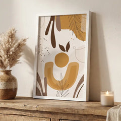 Warm Earthy Boho Botanical - Premium Glass Framed Wall Art