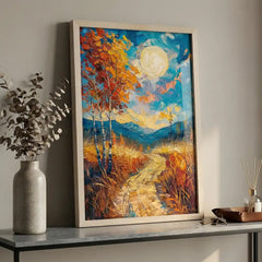Moonlit Autumn - Dreamy Landscape Art (Premium Glass Frame)