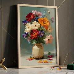 Vibrant Floral Bouquet - Premium Glass Framed Wall Art