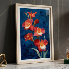 Vibrant Gladiolus Flower - Premium Glass Framed Wall Art
