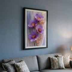 Amethyst Purple Floral & Crystal - Premium Glass Framed Wall Art