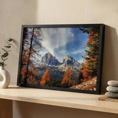 Majestic Autumn Peaks - Alpine Mountain Scenery (Premium Glass Frame)
