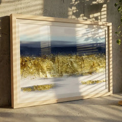 Midnight Gold - Blue & Gold Landscape Art (Premium Glass Frame)