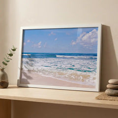 Ocean Breeze - Sunny Beach & Waves Scenery (Premium Glass Frame)