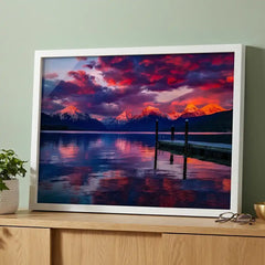 Twilight Reflections - Majestic Mountain & Lake Scenery (Premium Glass Frame)