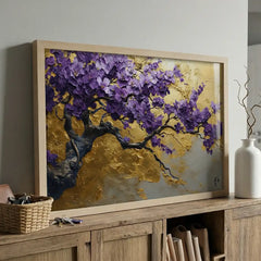 Royal Purple Blossom Tree - Premium Glass Framed Wall Art