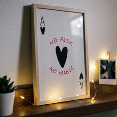 No Risk No Magic - Minimalist Ace Card Quote (Premium Glass Frame)