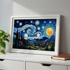 Midnight Symphony - Van Gogh Inspired Starry Night (Premium Glass Frame)