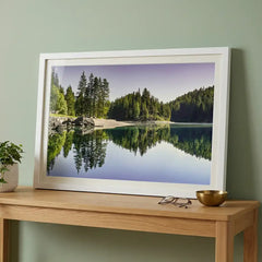 Alpine Reflection - Serene Forest Lake Scenery (Premium Glass Frame)